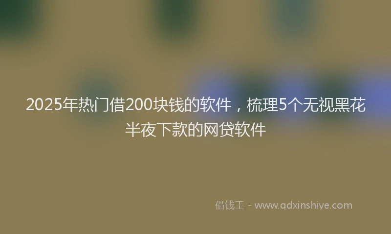 2025年热门借200块钱的软件，梳理5个无视黑花半夜下款的网贷软件