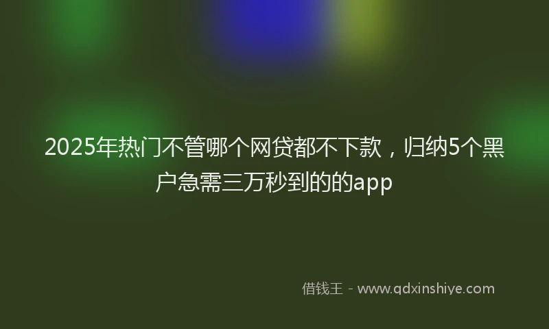 2025年热门不管哪个网贷都不下款，归纳5个黑户急需三万秒到的的app