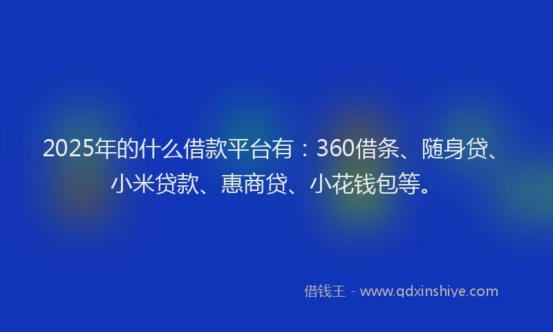 2025年的什么借款平台有：360借条、随身贷、小米贷款、惠商贷、小花钱包等。