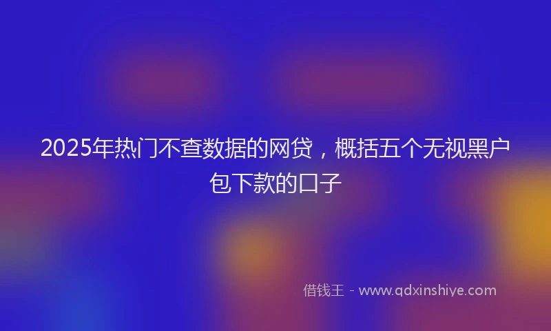 2025年热门不查数据的网贷，概括五个无视黑户包下款的口子