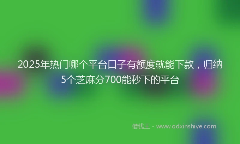 2025年热门哪个平台口子有额度就能下款，归纳5个芝麻分700能秒下的平台