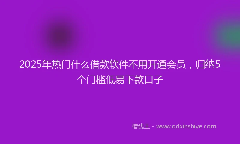 2025年热门什么借款软件不用开通会员，归纳5个门槛低易下款口子