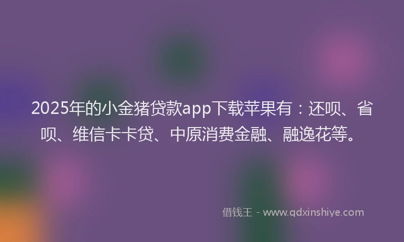 2025年的小金猪贷款app下载苹果有:还呗、省呗、维信卡卡贷、中原消费金融、融逸花等。
