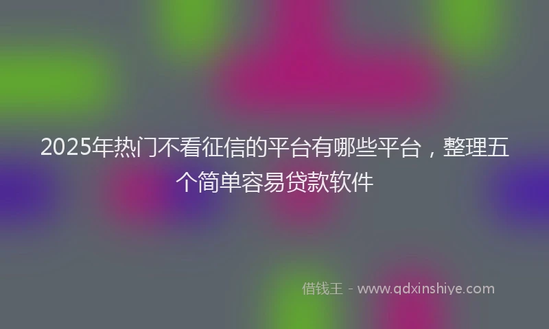 2025年热门不看征信的平台有哪些平台，整理五个简单容易贷款软件