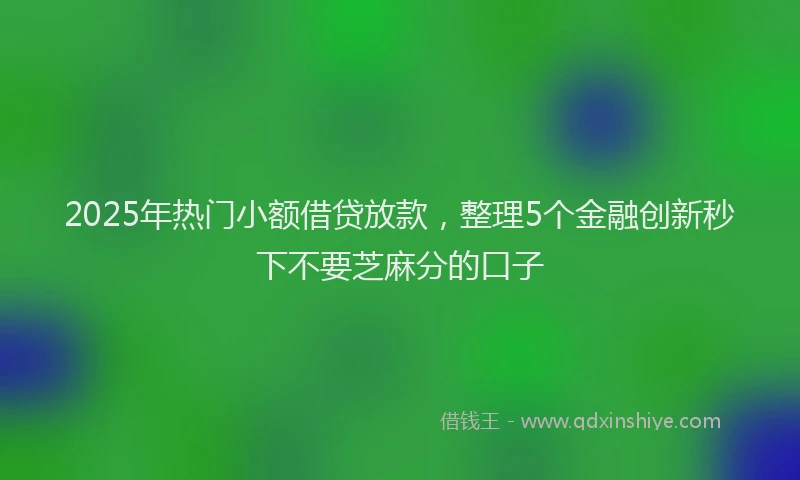 2025年热门小额借贷放款，整理5个金融创新秒下不要芝麻分的口子