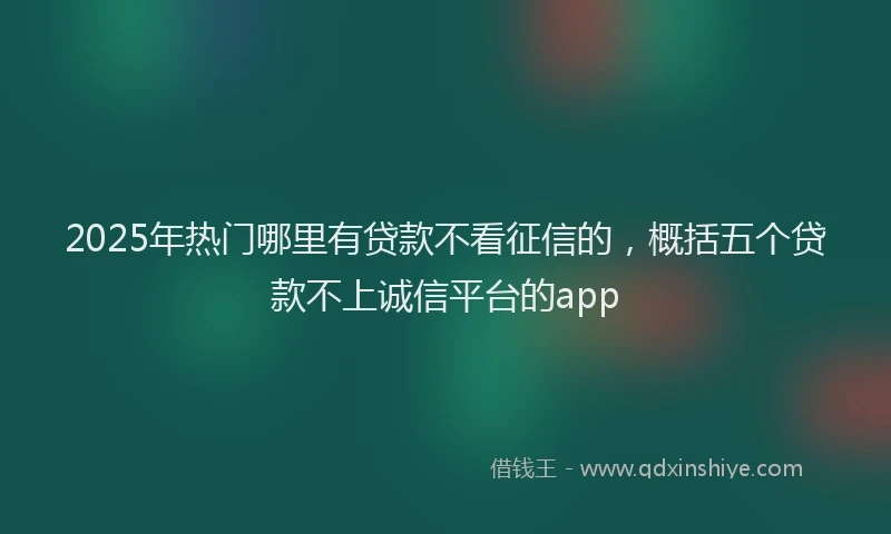 2025年热门哪里有贷款不看征信的，概括五个贷款不上诚信平台的app