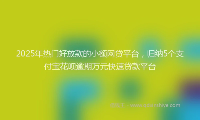 2025年热门好放款的小额网贷平台，归纳5个支付宝花呗逾期万元快速贷款平台