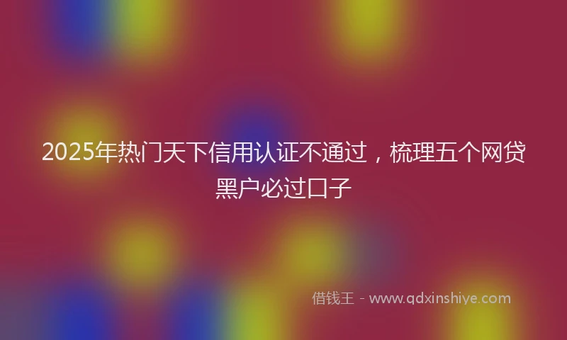 2025年热门天下信用认证不通过，梳理五个网贷黑户必过口子