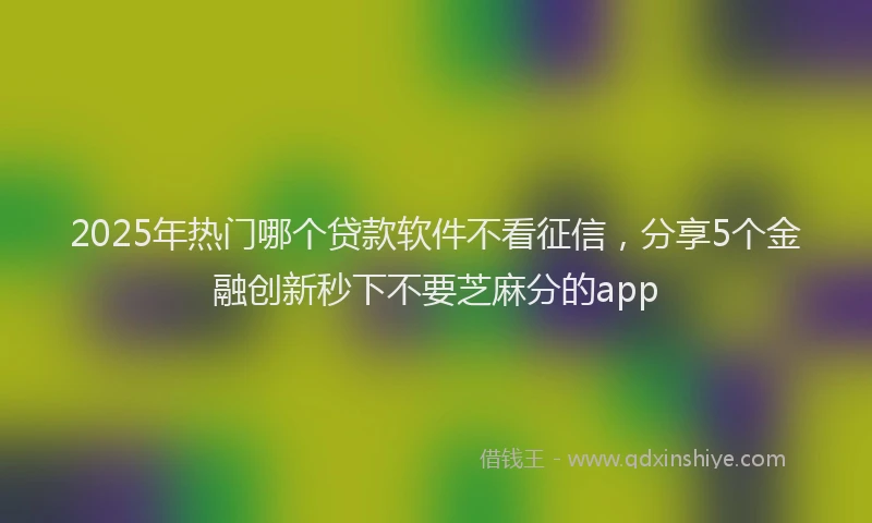 2025年热门哪个贷款软件不看征信，分享5个金融创新秒下不要芝麻分的app