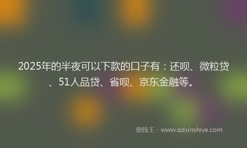 2025年的半夜可以下款的口子有：还呗、微粒贷、51人品贷、省呗、京东金融等。