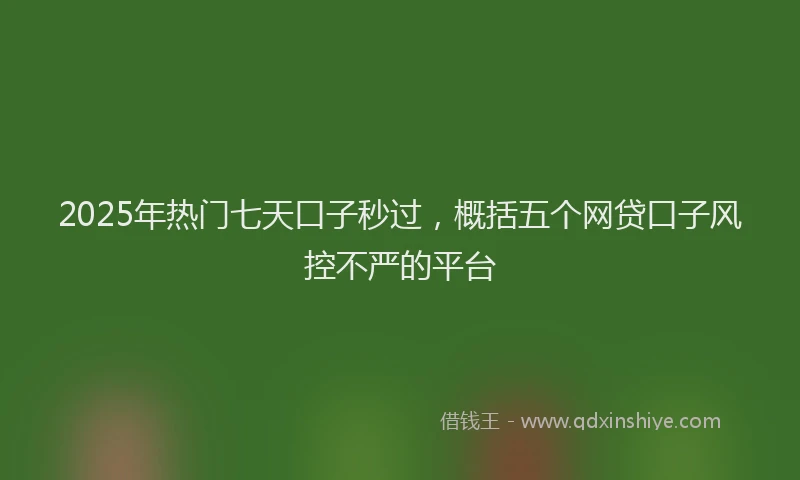 2025年热门七天口子秒过，概括五个网贷口子风控不严的平台