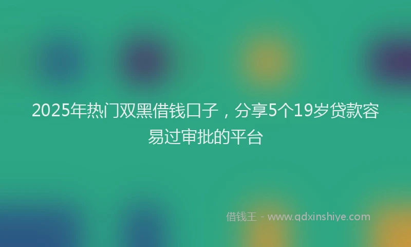 2025年热门双黑借钱口子，分享5个19岁贷款容易过审批的平台