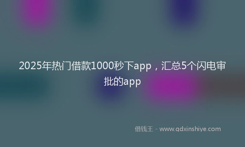2025年热门借款1000秒下app，汇总5个闪电审批的app