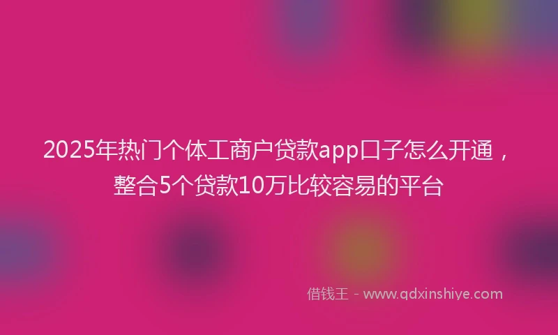 2025年热门个体工商户贷款app口子怎么开通，整合5个贷款10万比较容易的平台