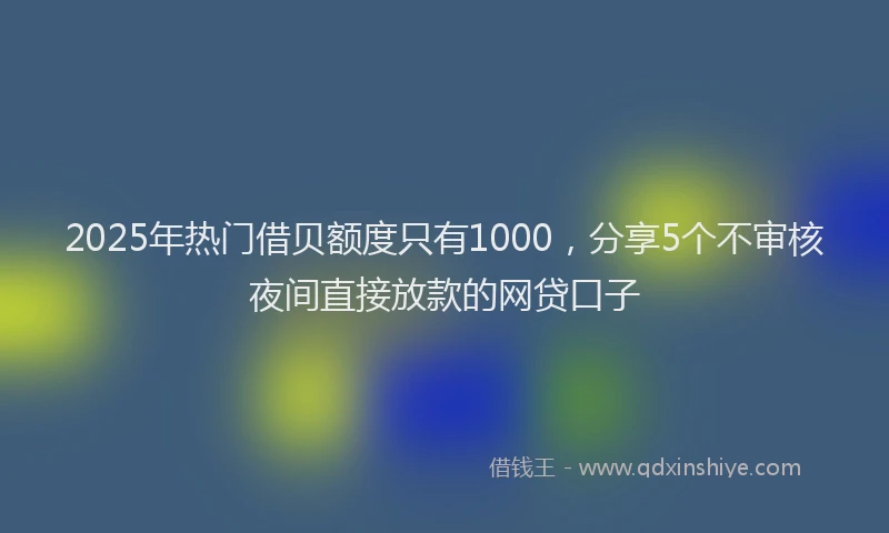 2025年热门借贝额度只有1000，分享5个不审核夜间直接放款的网贷口子