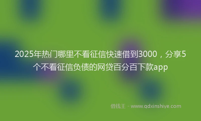 2025年热门哪里不看征信快速借到3000，分享5个不看征信负债的网贷百分百下款app