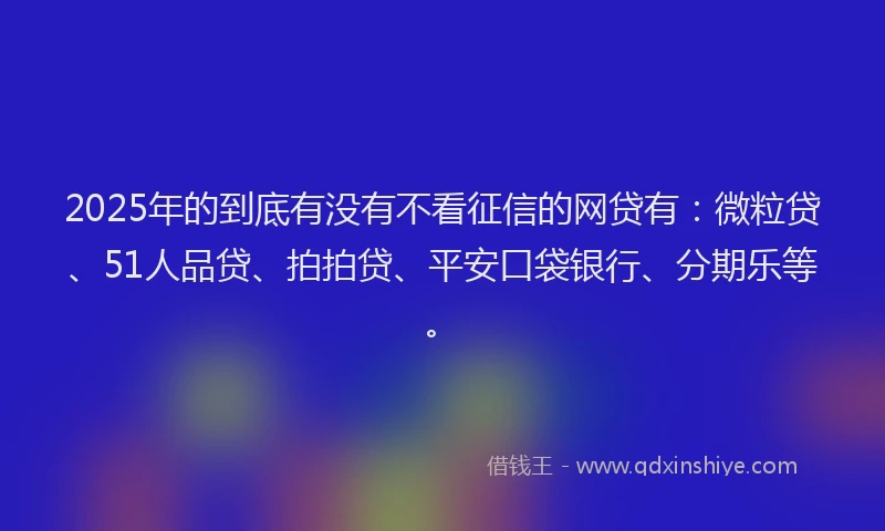 2025年的到底有没有不看征信的网贷有：微粒贷、51人品贷、拍拍贷、平安口袋银行、分期乐等。