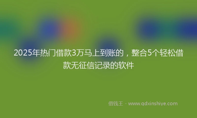 2025年热门借款3万马上到账的，整合5个轻松借款无征信记录的软件