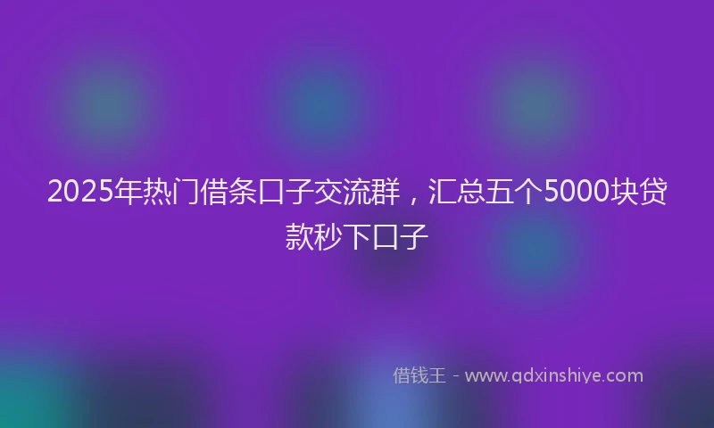 2025年热门借条口子交流群，汇总五个5000块贷款秒下口子