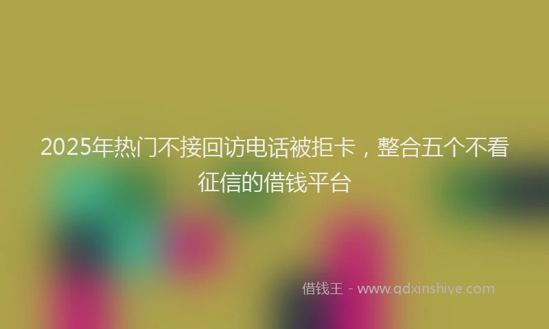 2025年热门不接回访电话被拒卡，整合五个不看征信的借钱平台