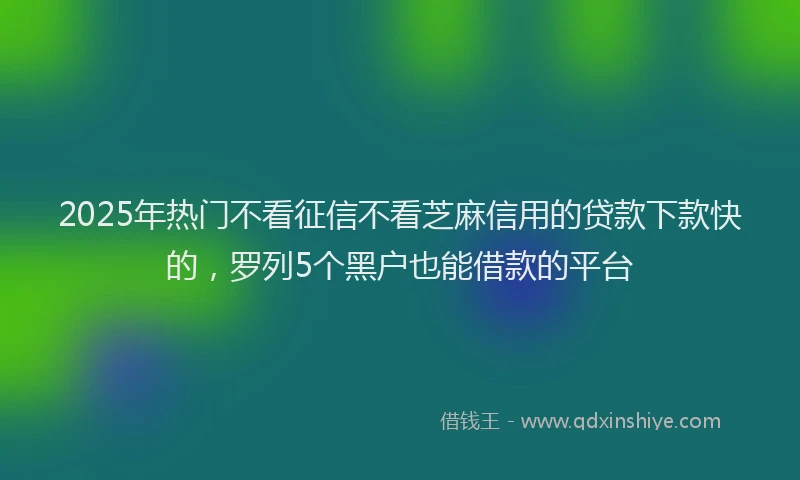2025年热门不看征信不看芝麻信用的贷款下款快的，罗列5个黑户也能借款的平台
