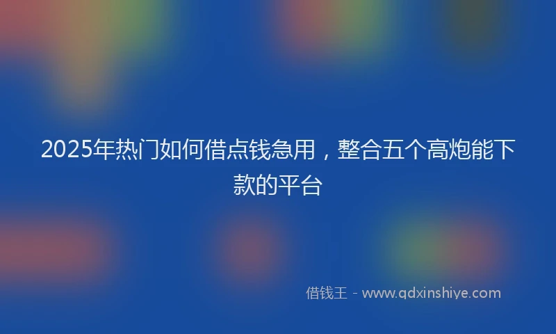 2025年热门如何借点钱急用，整合五个高炮能下款的平台