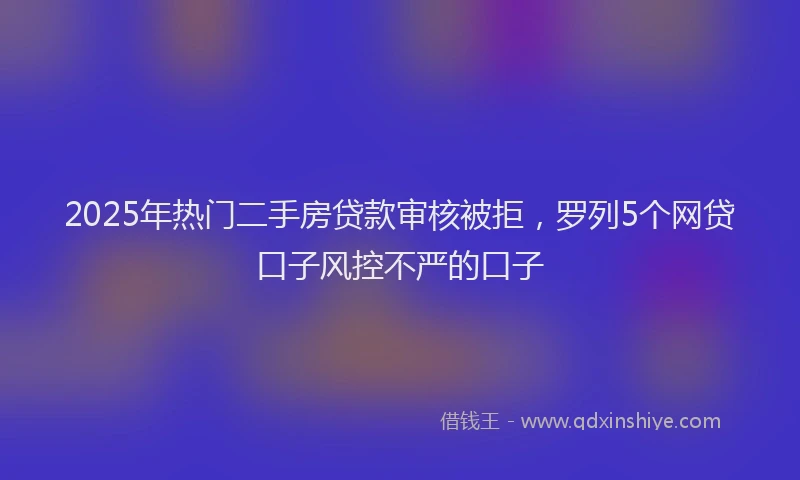 2025年热门二手房贷款审核被拒，罗列5个网贷口子风控不严的口子