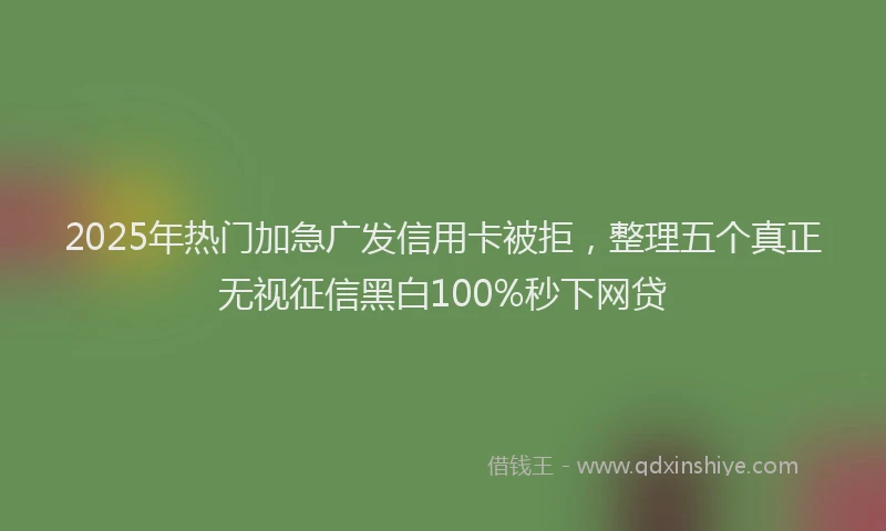 2025年热门加急广发信用卡被拒，整理五个真正无视征信黑白100%秒下网贷