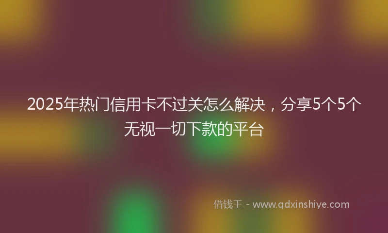 2025年热门信用卡不过关怎么解决，分享5个5个无视一切下款的平台