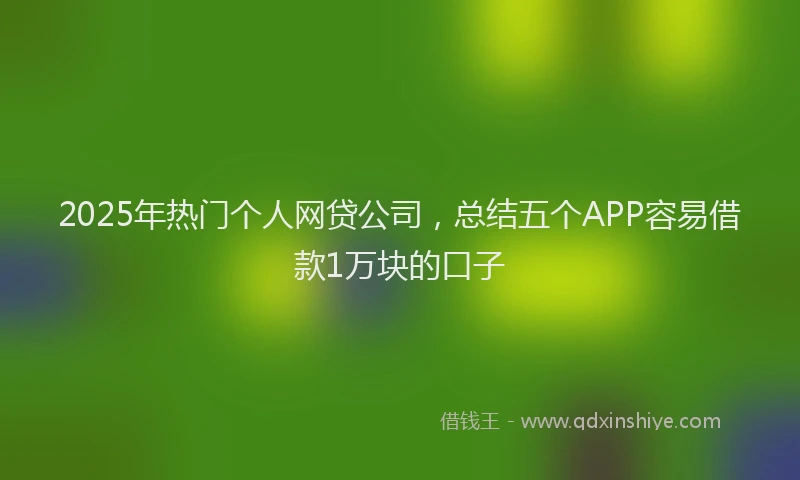2025年热门个人网贷公司，总结五个APP容易借款1万块的口子