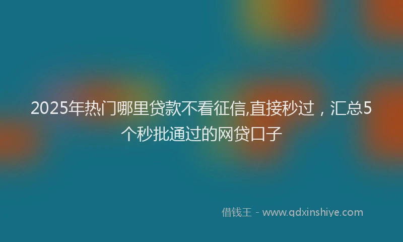 2025年热门哪里贷款不看征信,直接秒过，汇总5个秒批通过的网贷口子