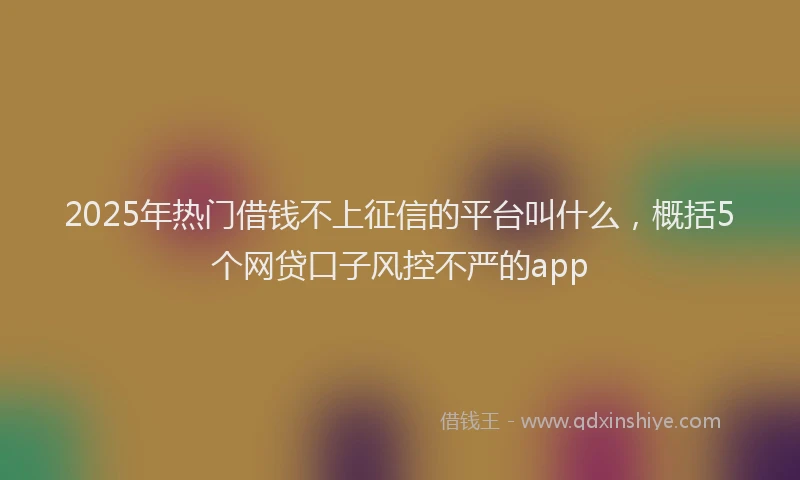 2025年热门借钱不上征信的平台叫什么，概括5个网贷口子风控不严的app