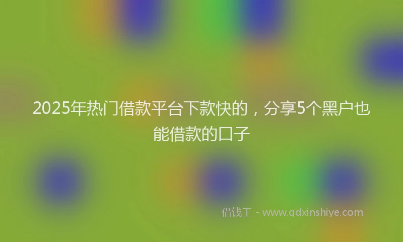 2025年热门借款平台下款快的，分享5个黑户也能借款的口子