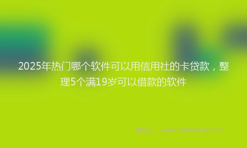 2025年热门哪个软件可以用信用社的卡贷款，整理5个满19岁可以借款的软件