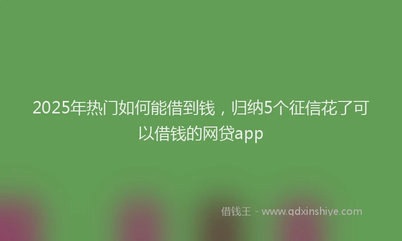 2025年热门如何能借到钱，归纳5个征信花了可以借钱的网贷app