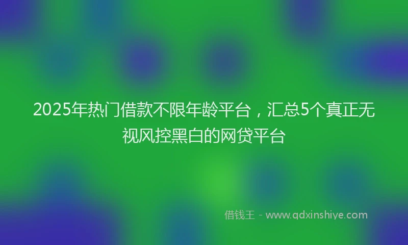 2025年热门借款不限年龄平台，汇总5个真正无视风控黑白的网贷平台