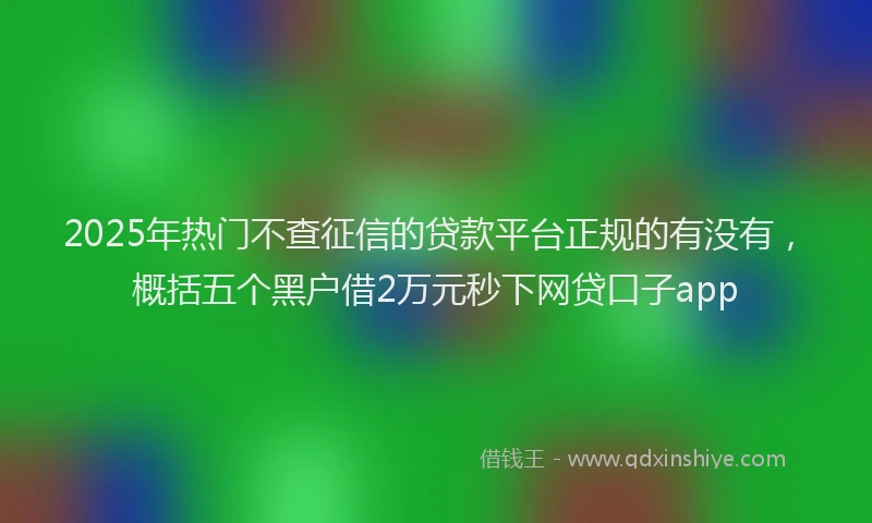 2025年热门不查征信的贷款平台正规的有没有，概括五个黑户借2万元秒下网贷口子app