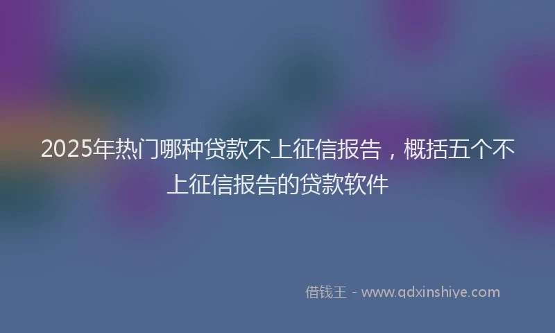 2025年热门哪种贷款不上征信报告，概括五个不上征信报告的贷款软件