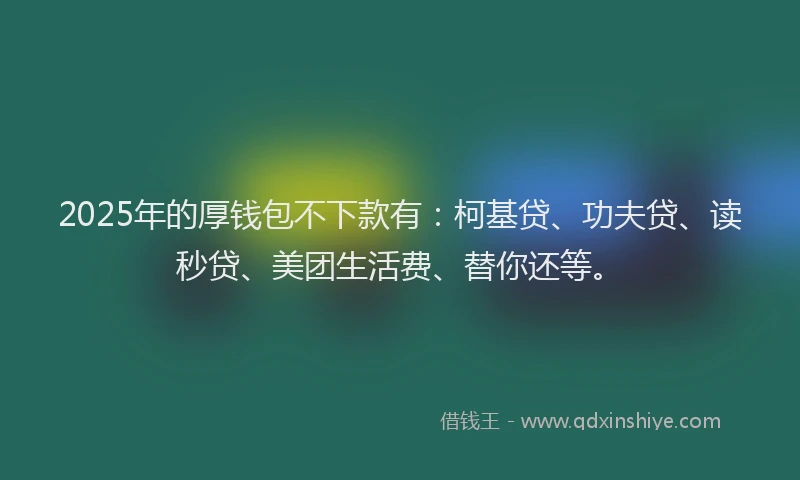2025年的厚钱包不下款有：柯基贷、功夫贷、读秒贷、美团生活费、替你还等。