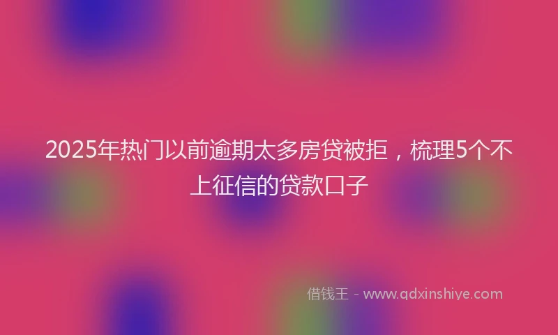 2025年热门以前逾期太多房贷被拒，梳理5个不上征信的贷款口子