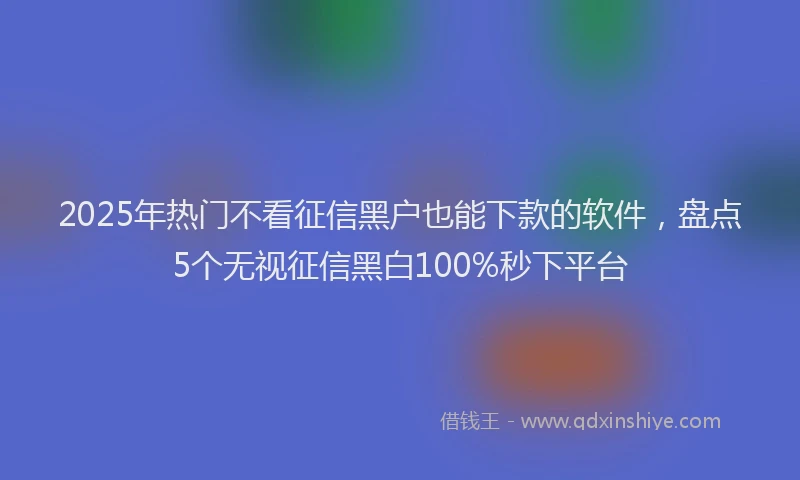 2025年热门不看征信黑户也能下款的软件，盘点5个无视征信黑白100%秒下平台