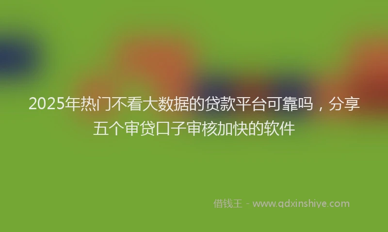 2025年热门不看大数据的贷款平台可靠吗，分享五个审贷口子审核加快的软件