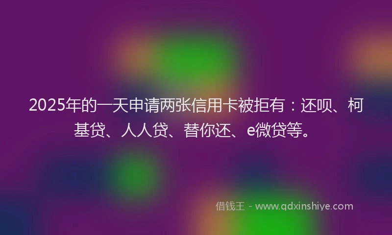 2025年的一天申请两张信用卡被拒有：还呗、柯基贷、人人贷、替你还、e微贷等。