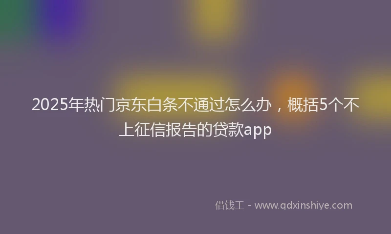 2025年热门京东白条不通过怎么办，概括5个不上征信报告的贷款app