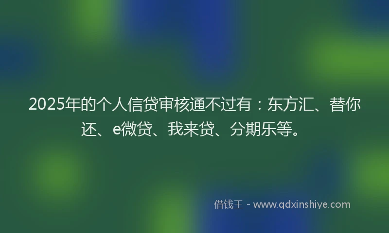 2025年的个人信贷审核通不过有：东方汇、替你还、e微贷、我来贷、分期乐等。