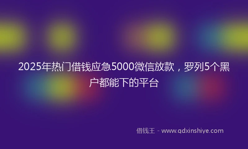 2025年热门借钱应急5000微信放款，罗列5个黑户都能下的平台