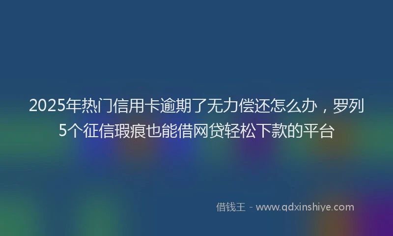 2025年热门信用卡逾期了无力偿还怎么办，罗列5个征信瑕疵也能借网贷轻松下款的平台