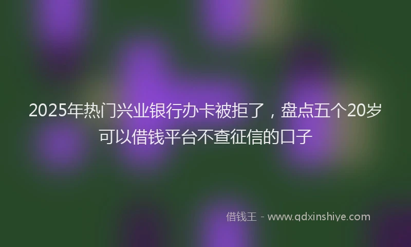 2025年热门兴业银行办卡被拒了，盘点五个20岁可以借钱平台不查征信的口子