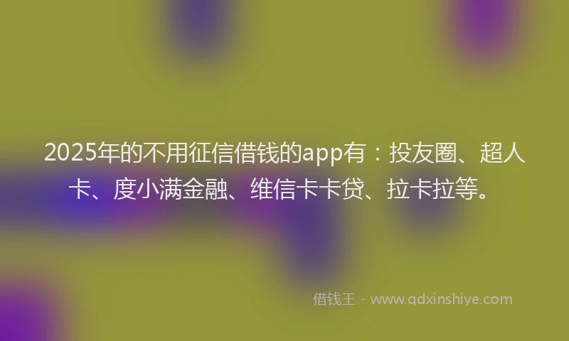 2025年的不用征信借钱的app有：投友圈、超人卡、度小满金融、维信卡卡贷、拉卡拉等。