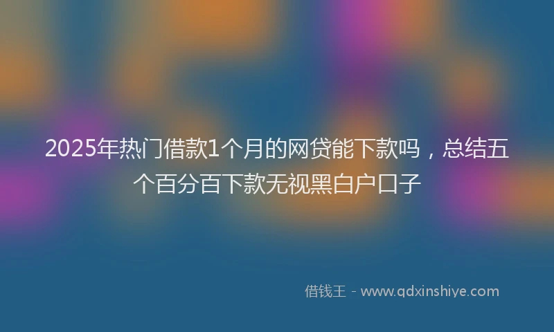 2025年热门借款1个月的网贷能下款吗，总结五个百分百下款无视黑白户口子